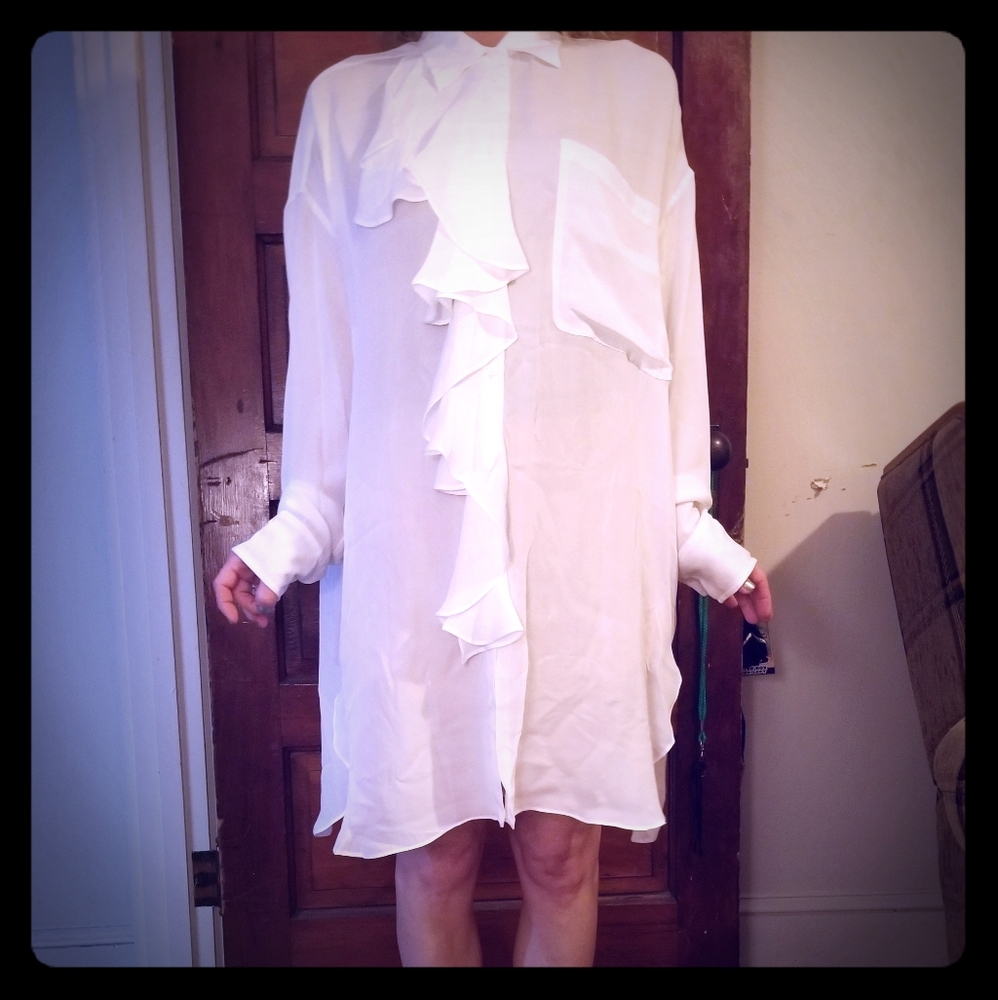 Zara Ruffle Button Down